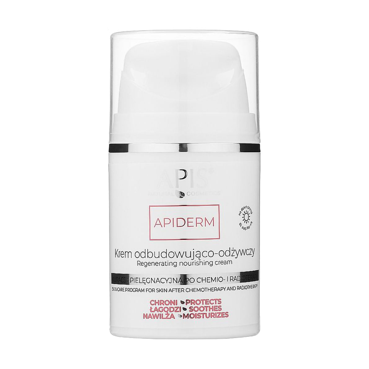 Денний регенерувальний та живильний крем для обличчя Apis Natural Cosmetics Apiderm Cream SPF 10 після хіміотерапії та променевої терапії, 50 мл